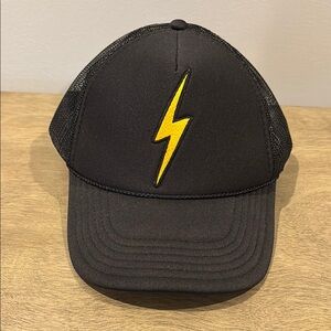 Aviator Nation Black Hat with Yellow Lightning Bolt